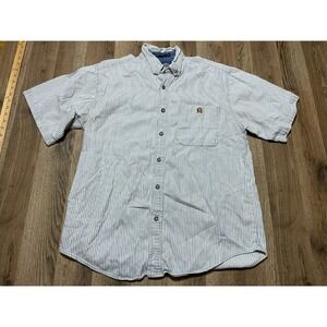 Coliseum Shirt, Men's Size Medium, Blue White, Short‎ Sleeve, Button Up Shirt